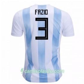 Camisolas de Futebol Argentina Fazio 3 Equipamento Principal Copa do Mundo 2018 Manga Curta